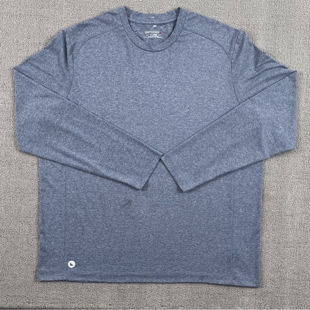 UNTUCKit Shirt Adult Extra Large Blue Crew-Neck Long Sleeve Performance Men
